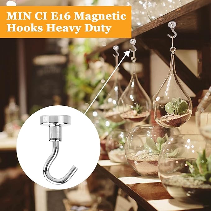 MIN CI Magnetic Hooks Heavy Duty, 35lb+ Strong Magnetic Wall Hooks - Image 6