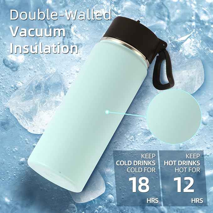 Volhoply 18oz Insulated Water Bottle Bulk 8 Pack, Kids Stainless Steel Water - Image 2