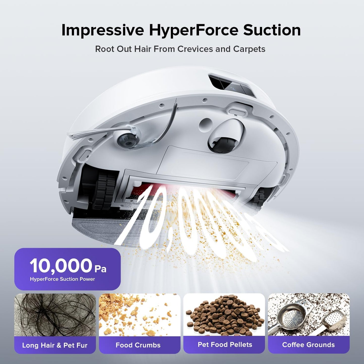 roborock Q10 S5 Robot Vacuum and Mop Cleaner, 10000Pa HyperForce Suction, Dual Anti-Tangle System, Auto-Lifting Mop, ReactiveTech Obstacle Avoidance, App Control, for Pet Hair and Carpet, White