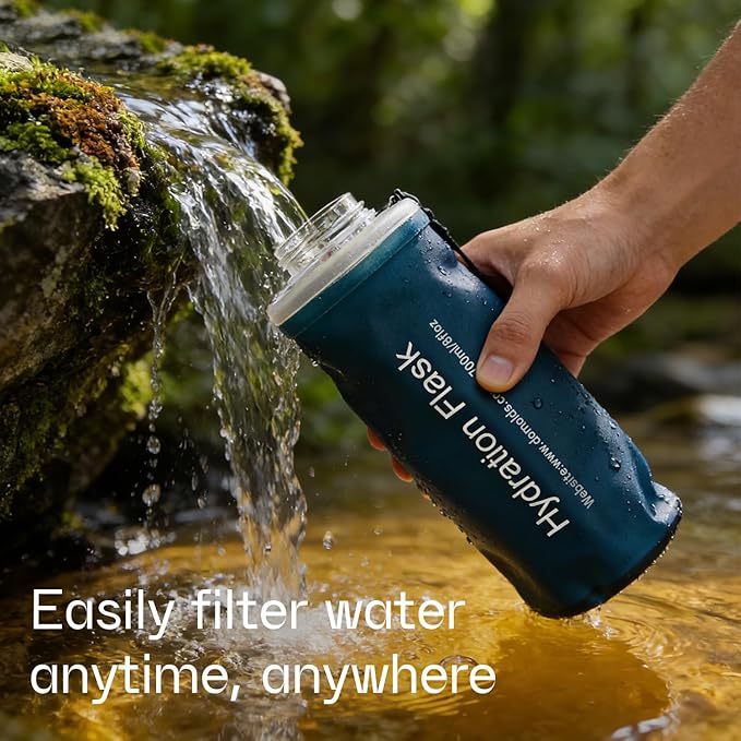 GUYI 700ml Collapsible Water Filter Bottle, Removes Impurities, BPA Free - Image 6