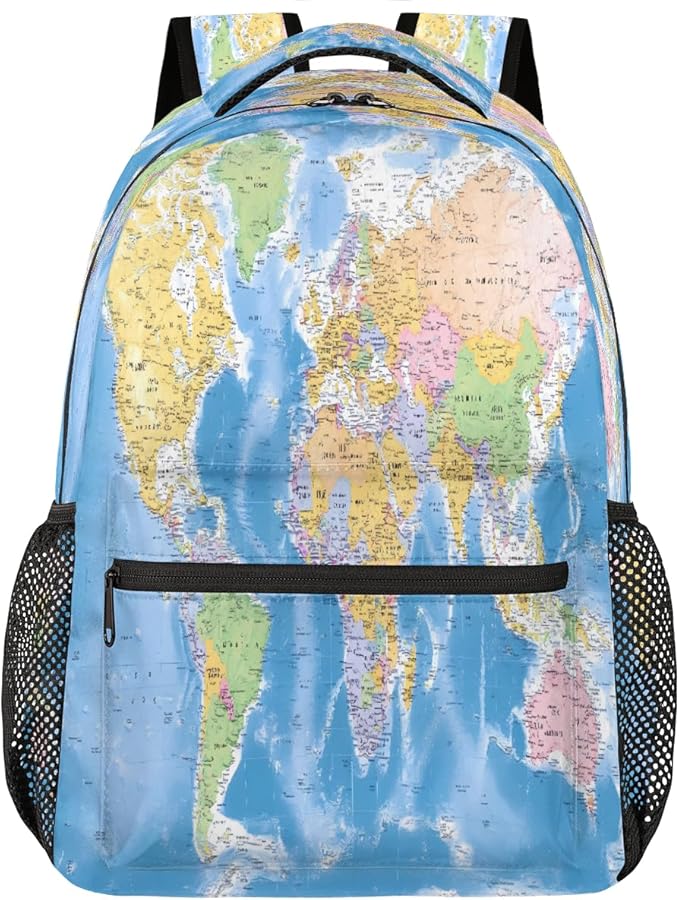 Backpacks Globe World Map School Bag Student Bookbag Adjustable Shoulder Bags by UOYO