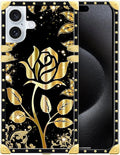 Compatible with iPhone 16 Case, Shine Gold Rose Luxury Golden Decoration by Unknown