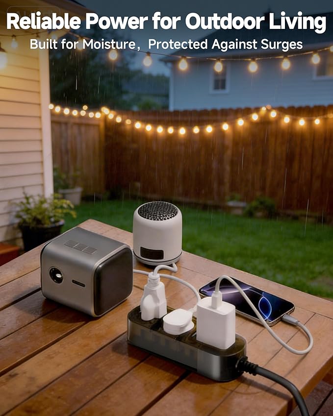 Outdoor Power Strip, 3 AC Outlets, 5 FT, 1625W/13A High-Power Single-Device Use - Image 8