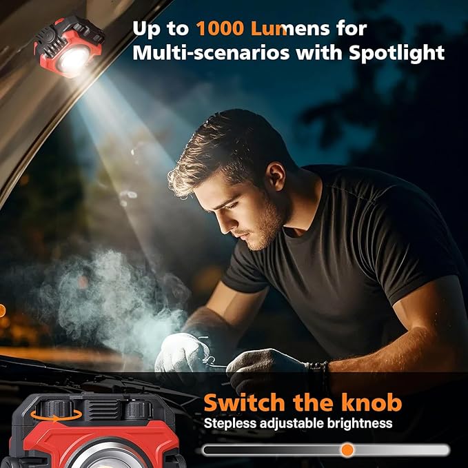 Samyoung 2-Pack 2400LM Magnetic Rechargeable Work Light, Dual-Sided LED Work - Image 4