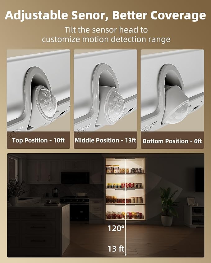 EZVALO 17-Inch LED Motion Sensor Closet Light, Rechargeable 3600mAh Battery - Image 3