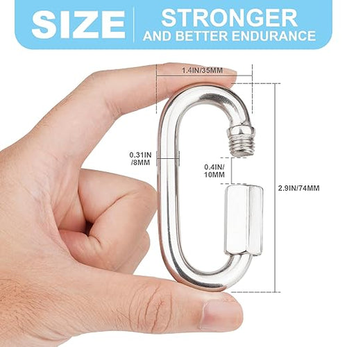 2 Pcs 3 Inch 316 Heavy Duty Stainless Steel Screw Chain Quick Links, 1540LB - Image 2