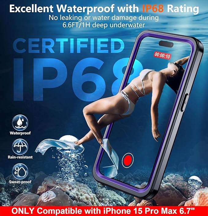 SPIDERCASE Only Designed for iPhone 15 Pro Max Case Waterproof, Built-in Lens & - Image 3