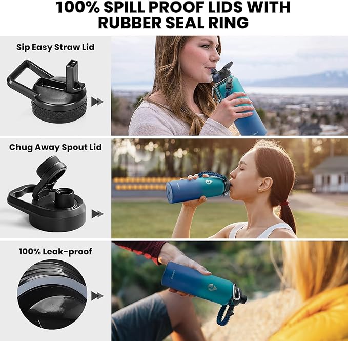 RAYMYLO Insulated Water Bottle 40 oz, Triple Wall Vacuum Stainless Steel - Image 3