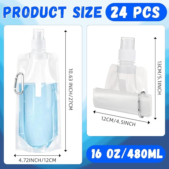 Teenyyou 24 Pack Collapsible Water Bottles Bulk 16oz Foldable Water Bottles - Image 2