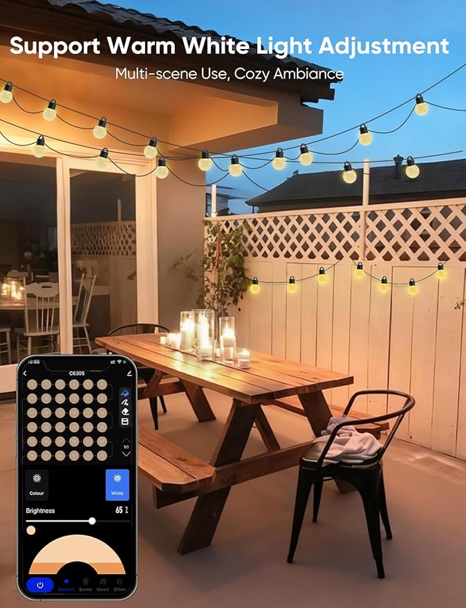 APPECK Outdoor String Lights 50ft, RGBW Color Changing Patio Lights - Image 6