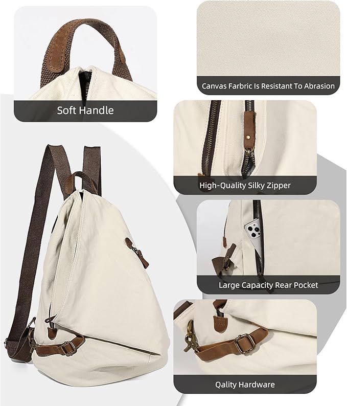 KL928 Canvas Vintage Backpack – Large Casual Daypack Outdoor Travel Rucksack - Image 3