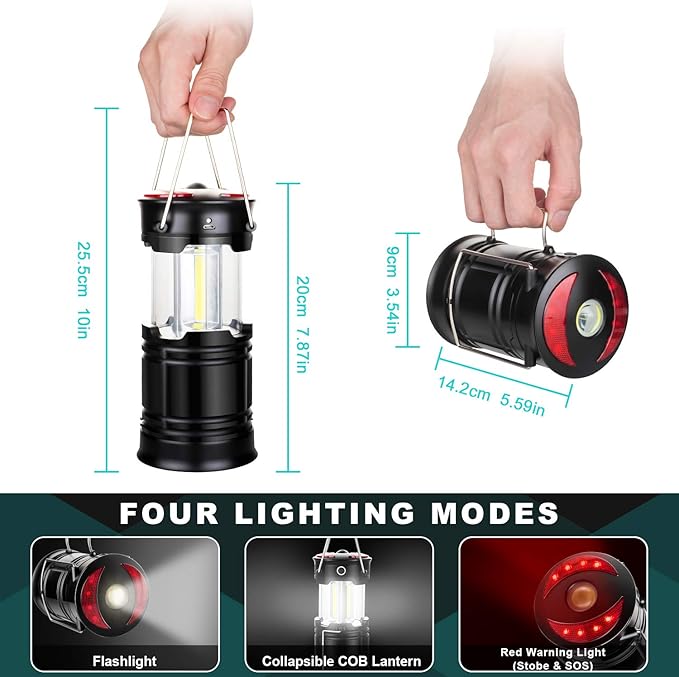 2 Pack Camping Lanterns Camping Accessories USB Rechargeable and Battery - Image 3