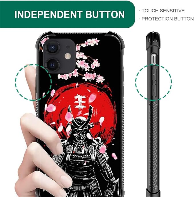 for iPhone 11 Case, Sakura Japanese Samurai Pattern Graphic Design Girl Boy - Image 4