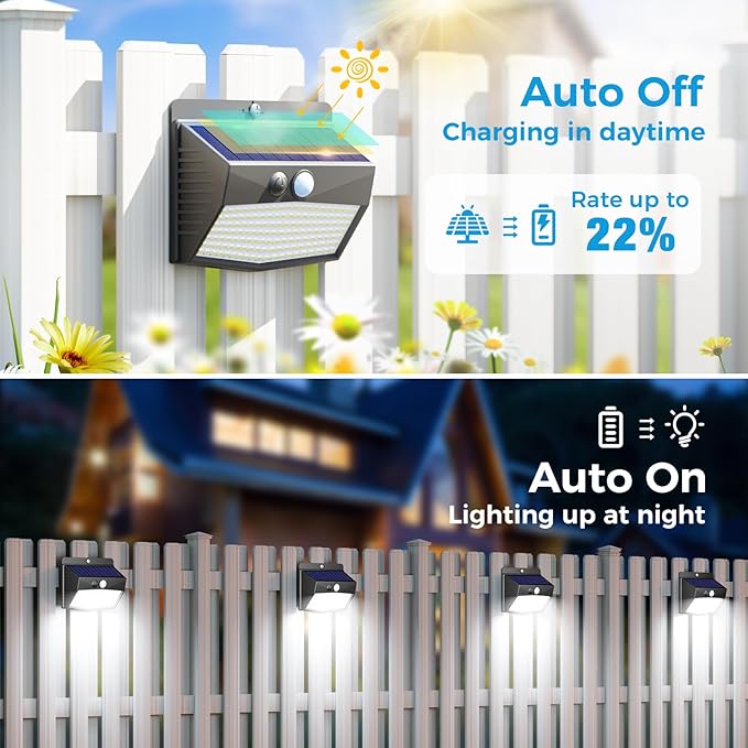 Peasur 2 Packs Solar Outdoor Lights Motion Sensor Solar Security Lights - Image 2