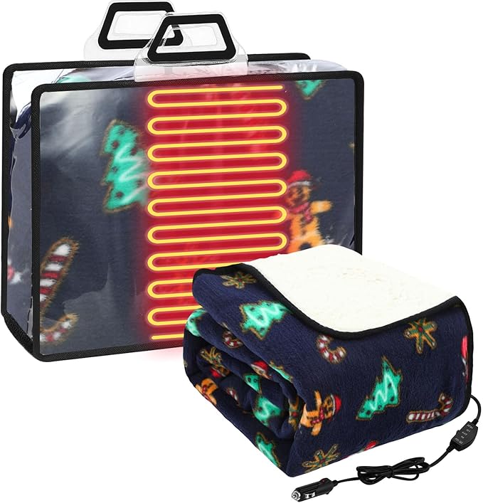 Riakrum 12V Car Heated Blanket for Cold by Riakrum