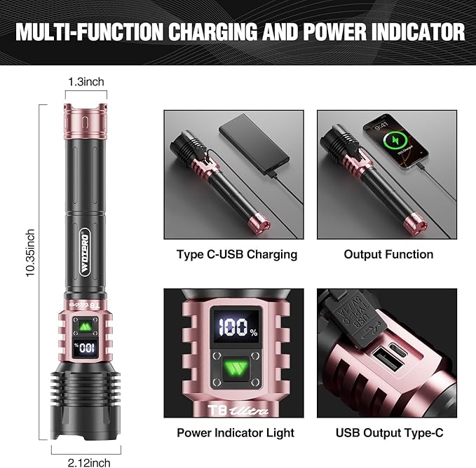 WdtPro Rechargeable LED Flashlights High Lumens, Super Bright 90000LM - Image 9
