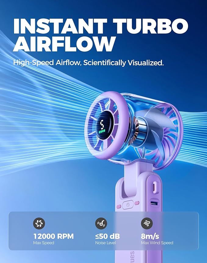Diveblues Portable Handheld Turbo Fan, 5 Gear Wind, Battery Operated, 3 IN 1 - Image 7