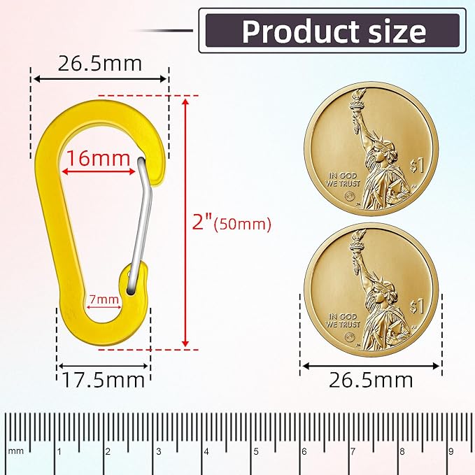 10pcs Aluminum Small Carabiner Clip, 2 Inch Carabiner Keychain Clasp Spring D - Image 2