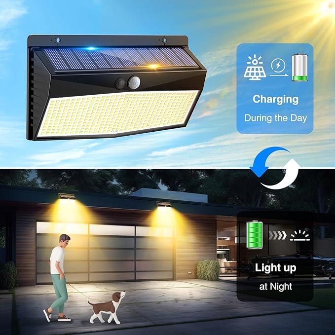 2 Pack 368 LED Solar Motion Sensor Lights Outdoor, Solar Fence Lights - Image 4