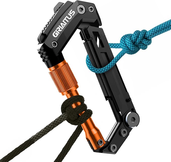 Carabiner Multitool with Pocket Knives, EDC Carabiners, Serrated Knife - Image 9