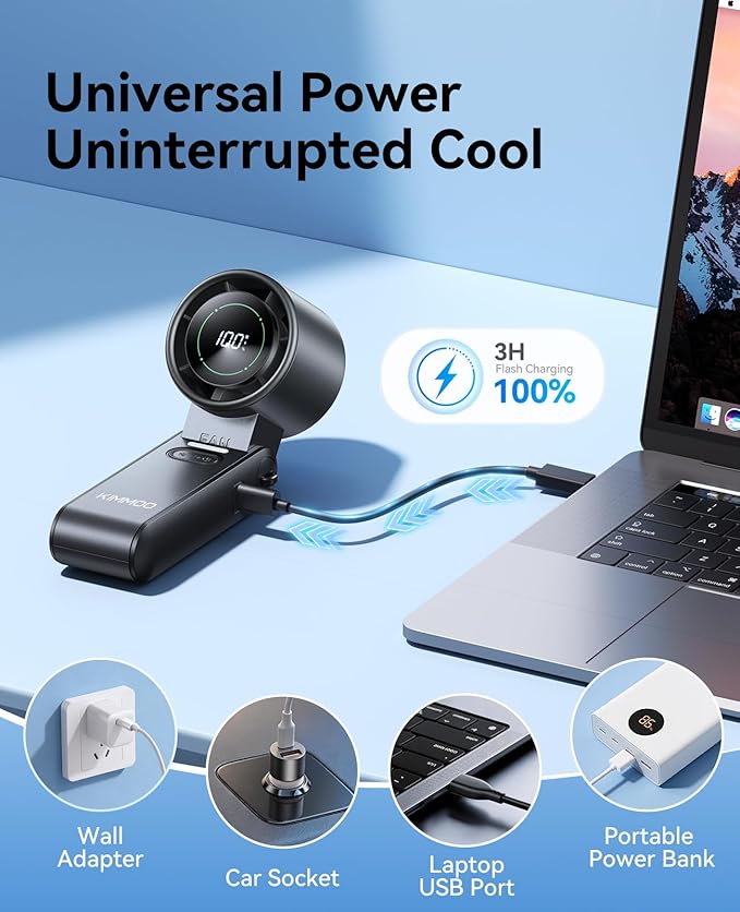 KIMMOO 3-in-1 Portable Handheld Turbo Fan-100 Speeds, Powerful 20000 RPM - Image 8
