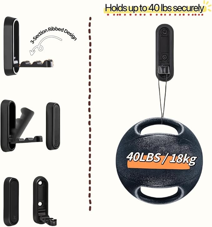 4 Pack Folding Wall Hooks, Foldable Black Coat Hooks - Image 3