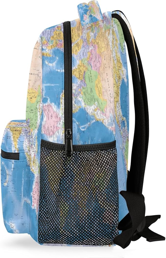 Backpacks Globe World Map School Bag Student Bookbag Adjustable Shoulder Bags - Image 3