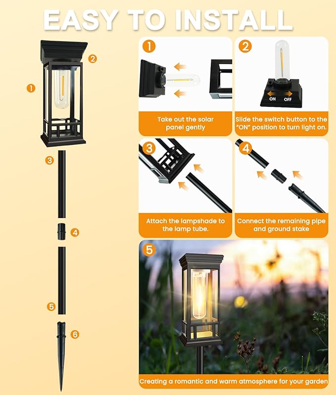 10 Pack Solar Pathway Lights Outdoor, Taller Bright Solar Path Lights Waterproof - Image 8