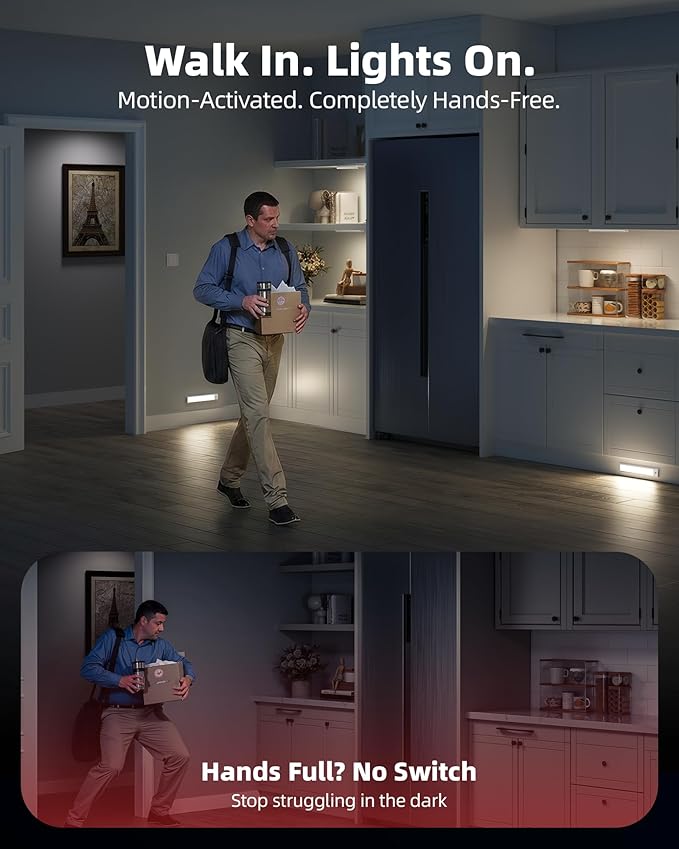 10inch Under Cabinet Lighting Wireless, LED Closet Lights USB Charging - Image 6