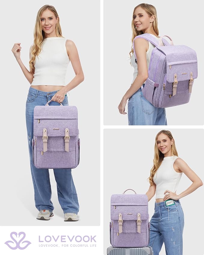LOVEVOOK Laptop Backpack Purse for Women Fashion Vintage Computer Backpack 15.6 - Image 6