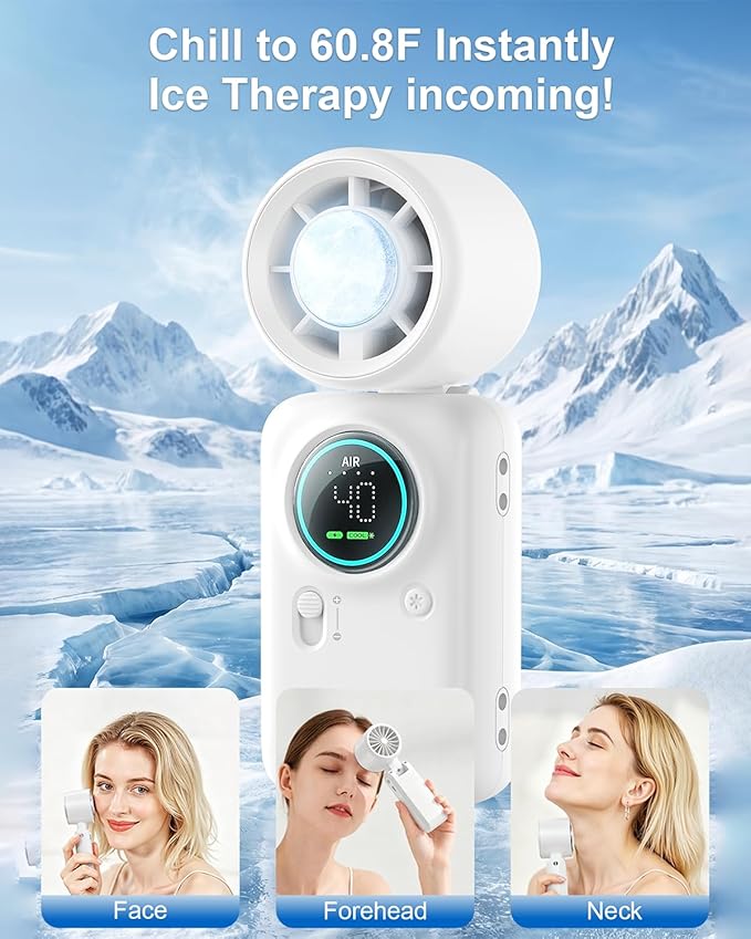 Handheld Turbo Fan with Ice Cooling, High Speed Personal Fan, Neck Fan - Image 2