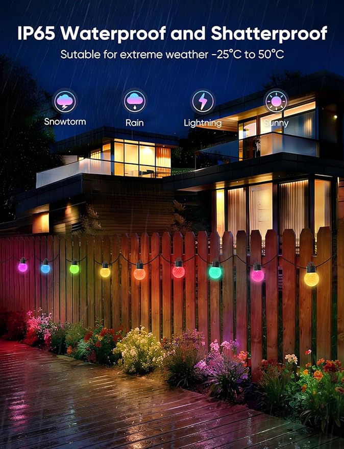 APPECK Outdoor String Lights 50ft, RGBW Color Changing Patio Lights - Image 5