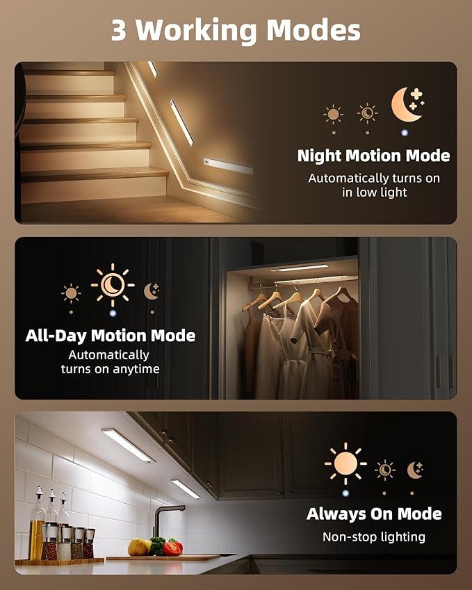 EZVALO 16.5-inch Under Cabinet Lighting, 4000mAh Rechargeable Motion Sensor - Image 6