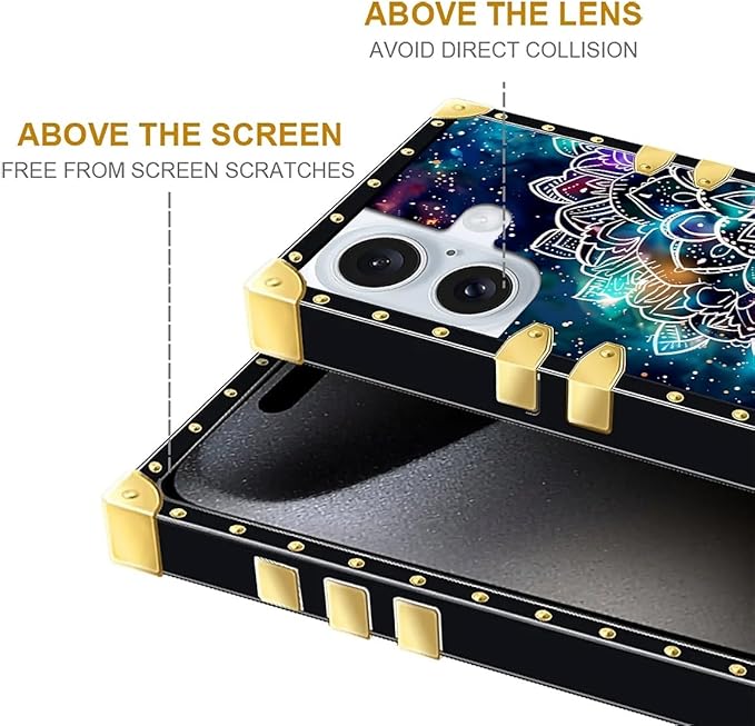 Compatible with iPhone 16 Plus Case, Starry Sky Colourful Mandala Luxury Golden - Image 6