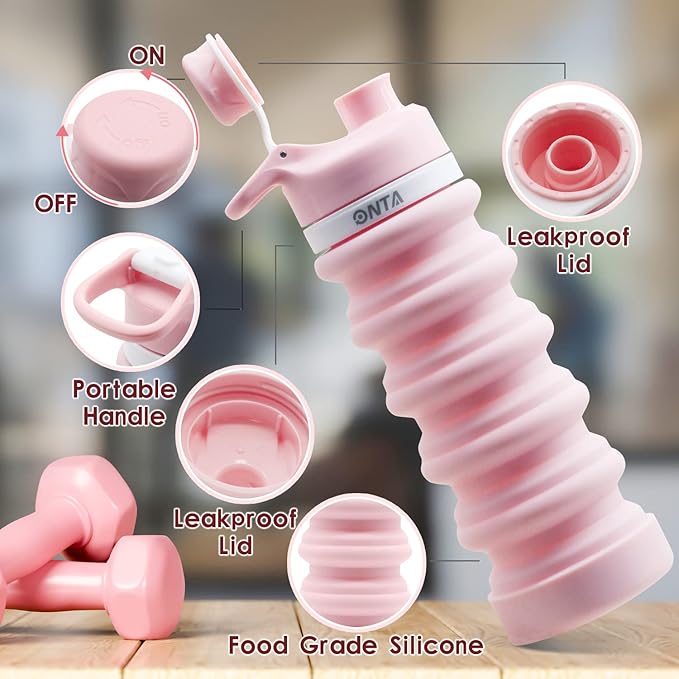 ONTA Collapsible BPA Free Silicone Water Bottle, 20oz - Image 8