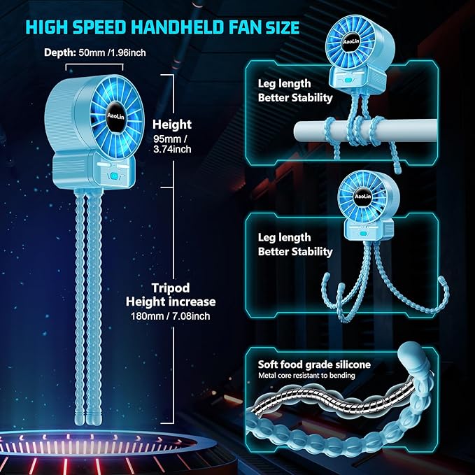 multifunctional USB rechargeable portable stroller small fan 4 speed 6600rpm - Image 5