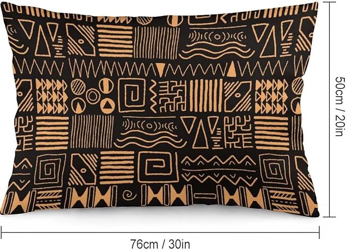 African Ethnic Pattern Throw Pillow Covers Set of 2 Queen Size Abstract Tribal - Image 2