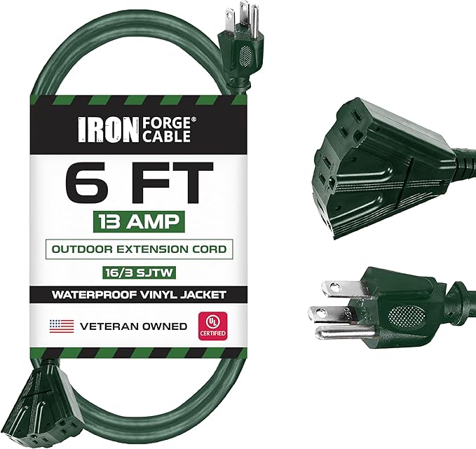 Iron Forge Cable 6ft Green Outdoor Extension Cord by IronForgeCable