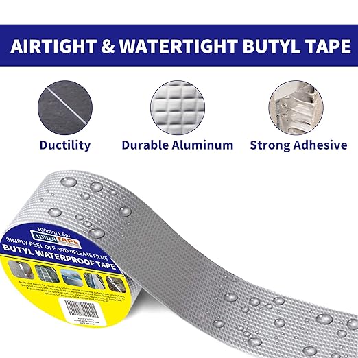ADHES Butyl Tape Waterproof Tape Aluminum Foil Tape Sealant Tape 4in x 16ft - Image 2