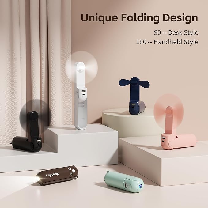 Mini Handheld Fan, USB Rechargeable 3 IN 1 Personal Cooler Fans - Image 6