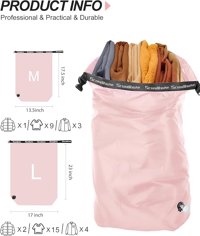 Travel Laundry Bag, Pump-Free Vacuum Compression Dirty Clothes Bag, Medium - Image 2