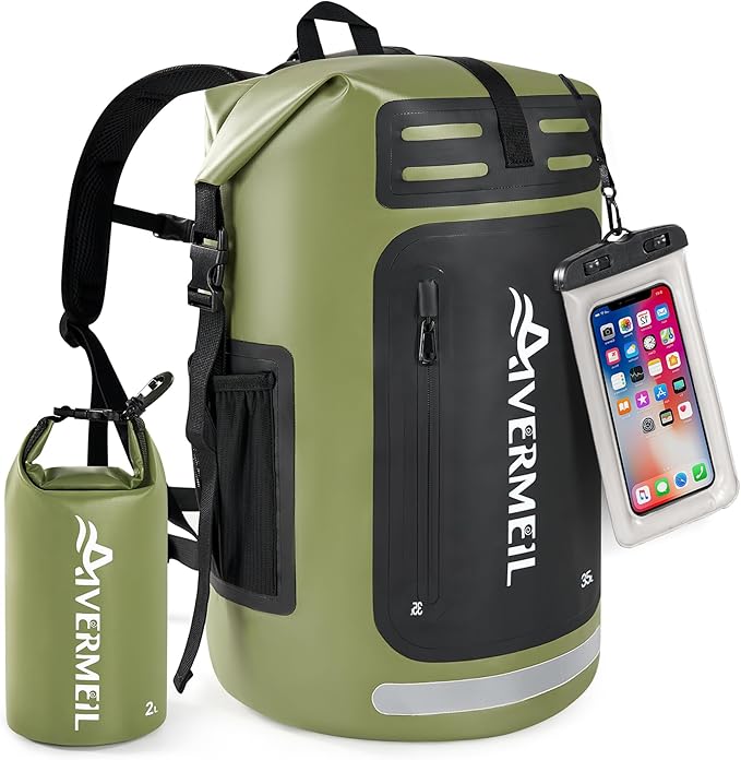 Waterproof Dry Bag with Waterproof Phone Case and small waterproof Bag Green by Aivermeil