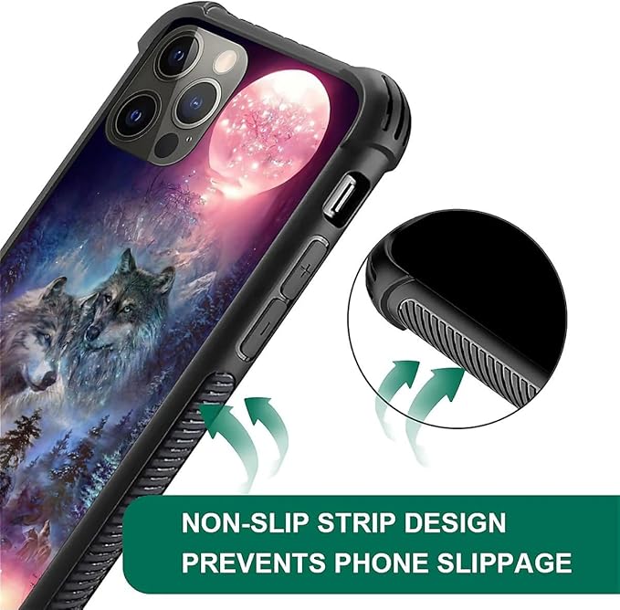 for iPhone 11 Pro Max Case, Star Two Wolfs Howling Pattern Graphic Design Girl - Image 3