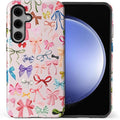 for Samsung Galaxy S24 Case, HL2 Aesthetic Color Bow Tie Hybrid 2 Layer Hard by Unknown
