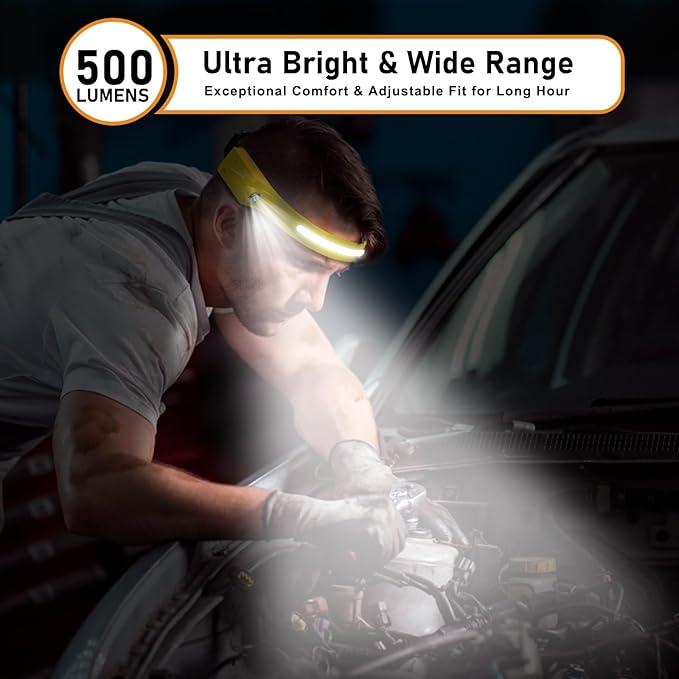 Headlamp Rechargeable LED 230° Wide Beam, USB-C Lightweight Head Lamp, Long - Image 2