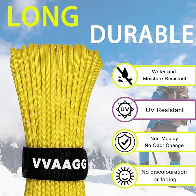 VVAAGG 1000 Paracord Rope 200FT, 4mm Utility Parachute Cord 12 Strand Nylon Rope - Image 3