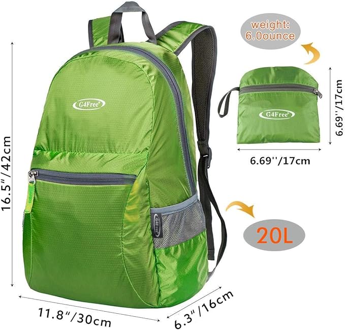 G4Free 20L Lightweight Packable Backpack Travel Hiking Daypack Foldable Backpack - Image 2