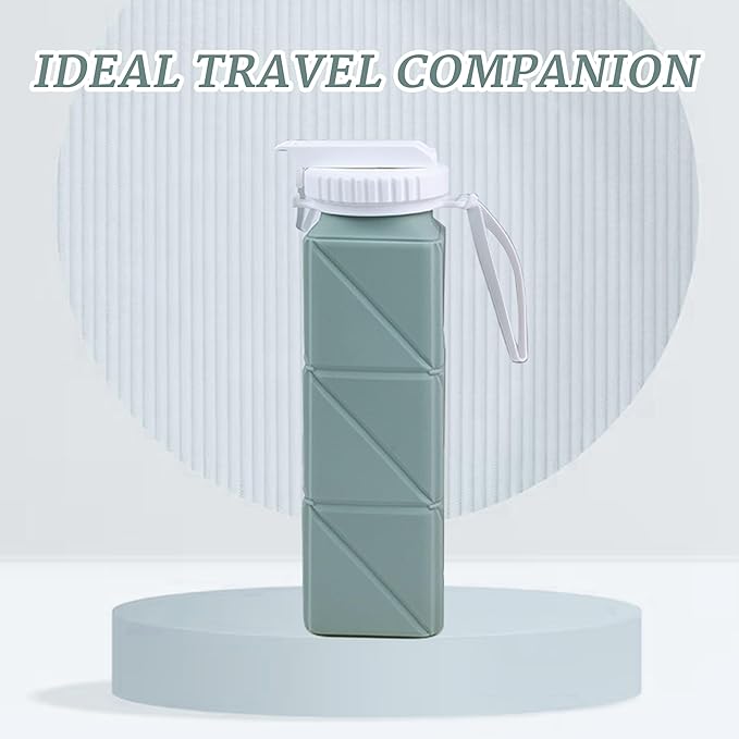 EOBTAIN Green Silicone Collapsible Water Bottle - Image 3