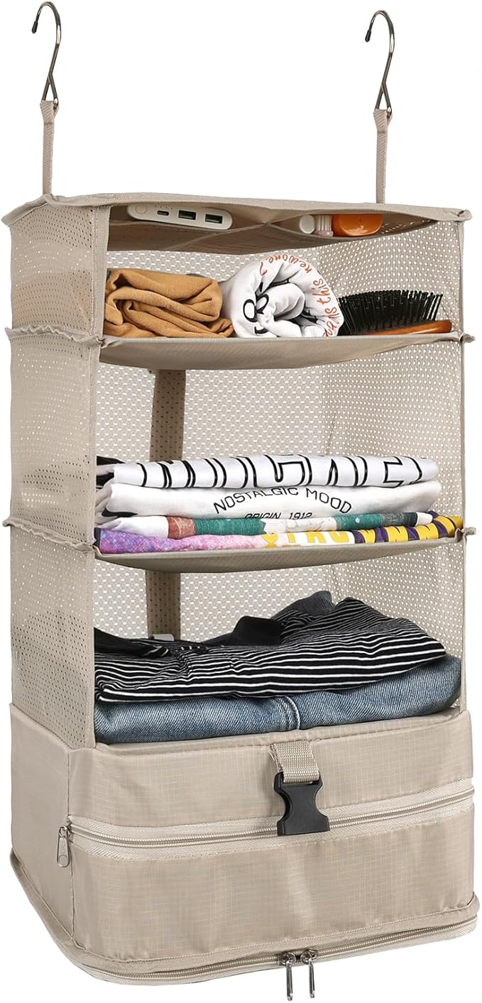 Surblue Hanging Closet Storage Bag Collapsible 3-Shelf Washable Oxford Fabric by SURBLUE