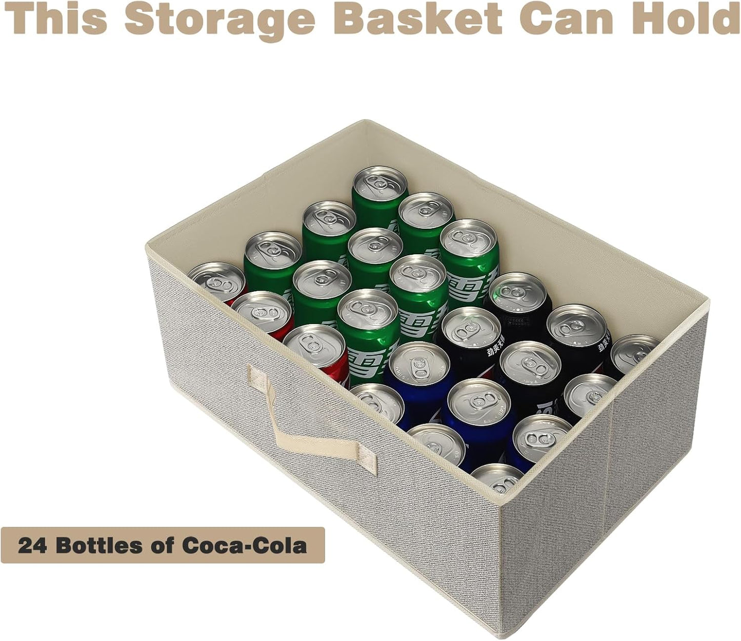 Storage Baskets, 15.7 Inch Woven Fabric Bins, Storage Cubes with Reinforced Handles, Organizer Bins for Closet Shelves, Foldable, Clothes. (2PCS/Beige-15.7*11*7.8inch)